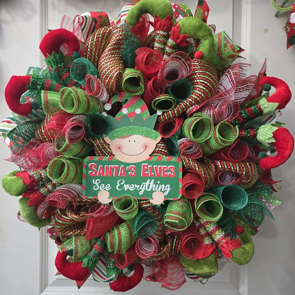 Santa's Elves See Everything Christmas Wreath and Garland Bundle